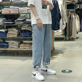 Men Jeans Straight-Leg Pants Autumn Denim Loose